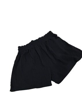 Nwt UEU Black pull on high Elastic-Waist Relaxed linen blend Shorts size large